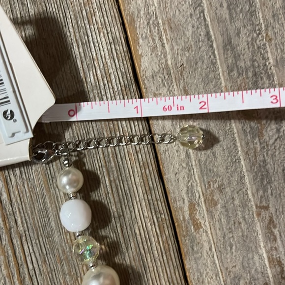 NWT Charming Charlie necklace & earring set white/pearl/crystal beads - Picture 11 of 13